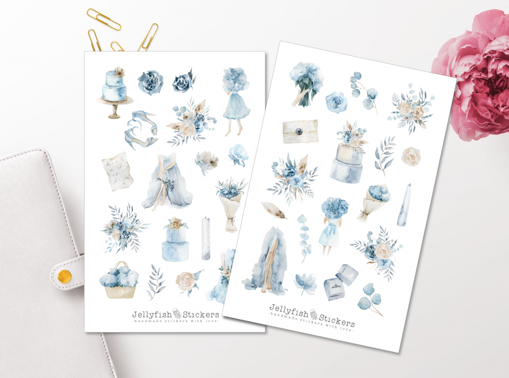 Wedding Blue Sticker Set